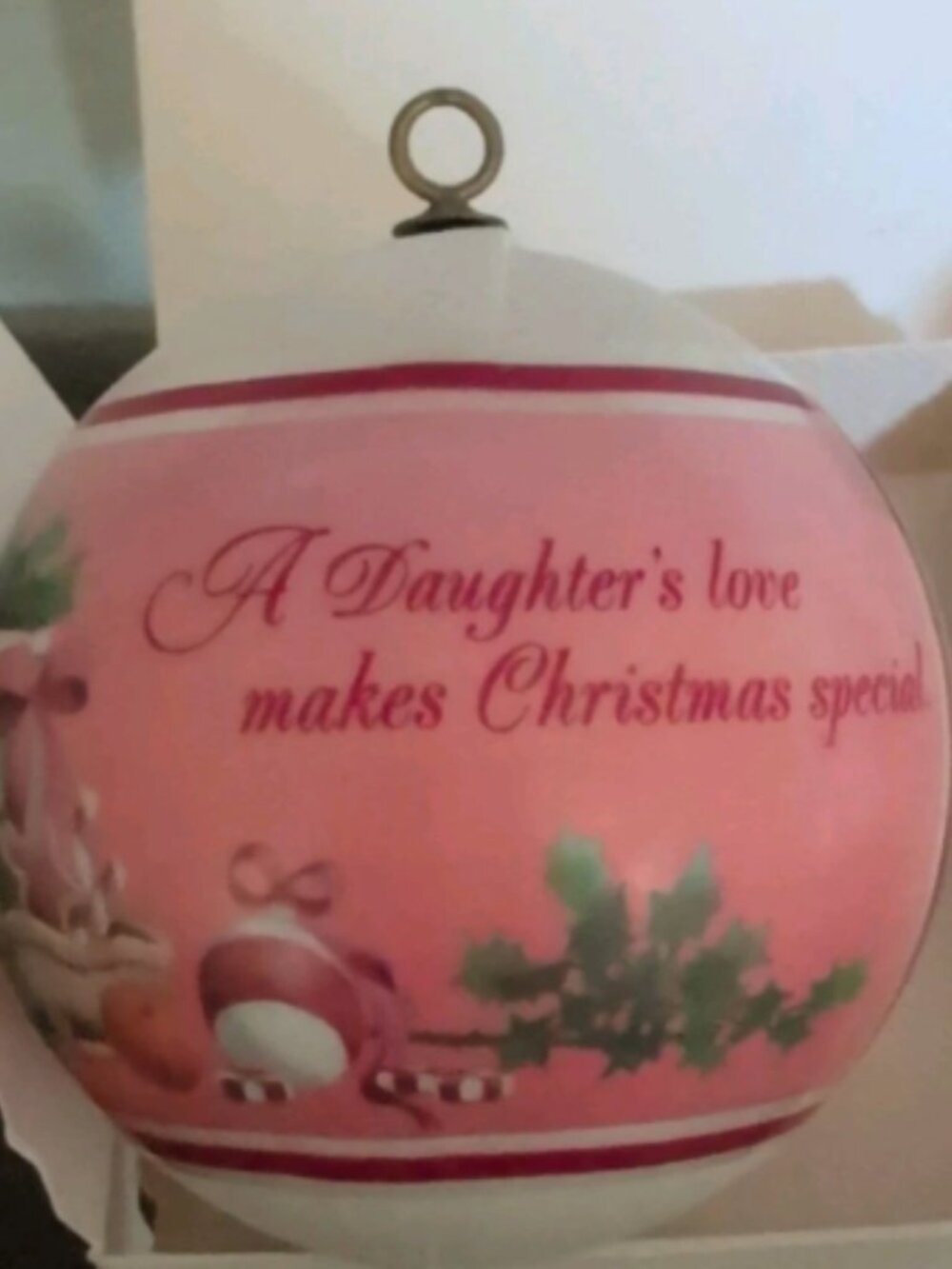 Vth Hallmark Ornament Bulb Daughter 1982 Keepsake Satin Christmas Tree Decorate